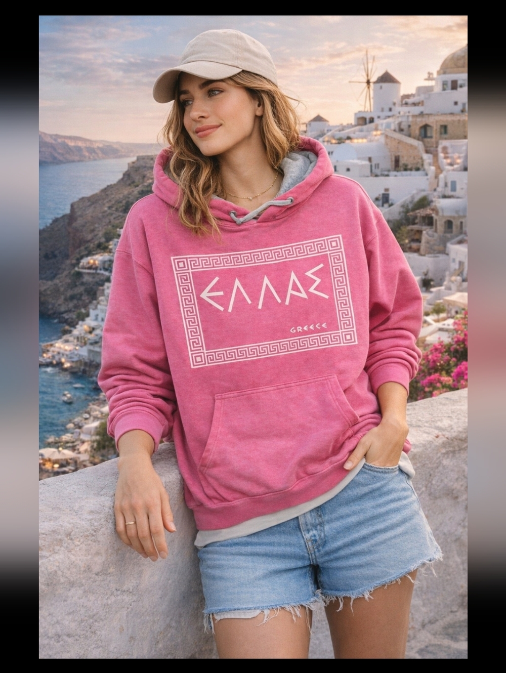 🔥 Greece Graphic Hoodie – Unisex Streetwear Vibe Pink XL